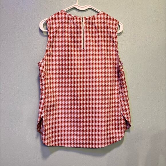 ⭐️ 3/$21 ⭐️ J. Crew Women’s Red Pink Sleeveless Geometric Boxy Blouse Size 10 - Picture 7 of 9